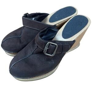 Vintage Candie's Clogs Women's Brown Faux Suede Slide On Clog Shoes Size 9M